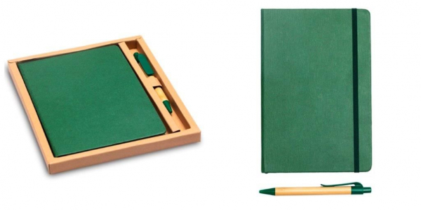 Zestaw upominkowy notes z długopisem Forest, zielony 