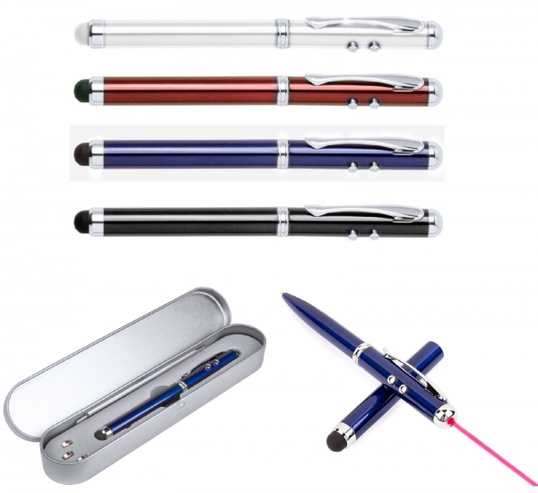 Wskaźnik laserowy, lampka LED, długopis, touch pen